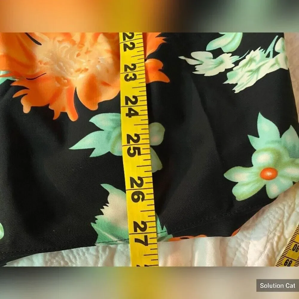 Bathing Suit Women’s Large Tankini Maternity Orange Black Floral